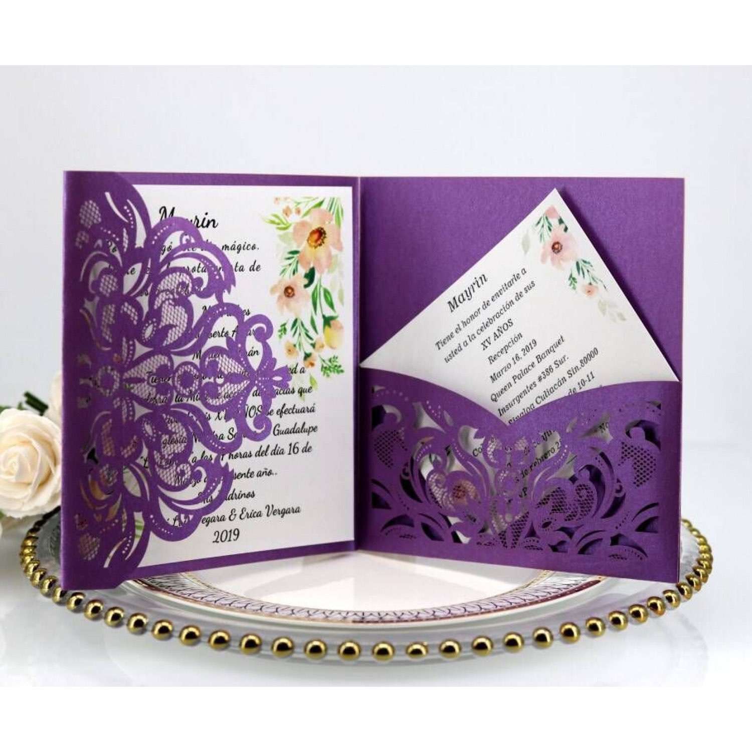 Iridescent Invitation Card Thank You Card With Envelope New Wedding Invitation